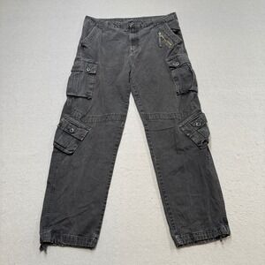 Ochenta Cargo Pants Men's 36 Black Faded Wash Rugged Tactical Utility Trousers